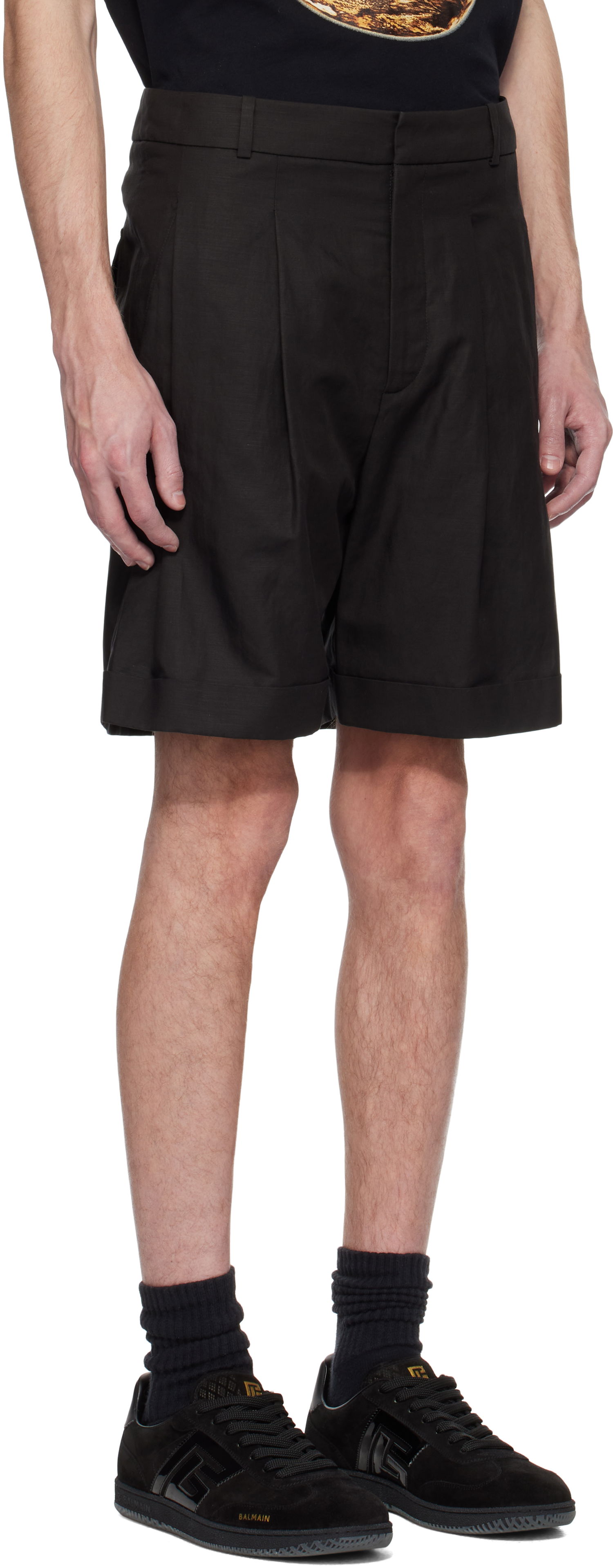 Shorts Balmain Balmain Pleated Bermuda Shorts Sort | EH0PB007VE90, 1