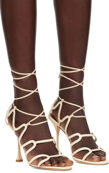 Tilbehør Manolo Blahnik Manolo Blahnik Fawda Heeled Sandals Beige | 125-2839, 3
