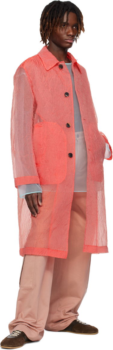 Regnfrakke Dries Van Noten Dries Van Noten Crinkled Organza Coat Rød | 251-020211-1277, 3