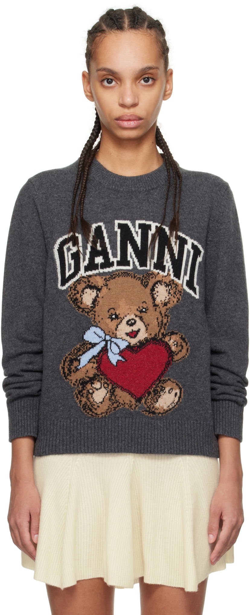 Sweater GANNI GANNI Graphic Bear Sweater Grå | K2370