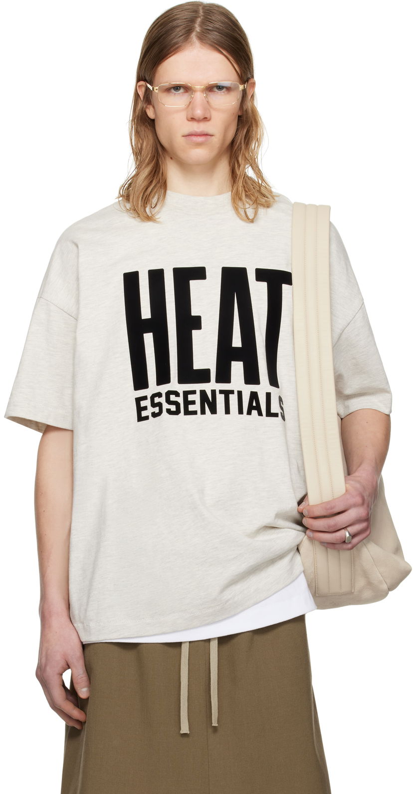 T-shirt Fear of God ESSENTIALS NBA Heat Short Sleeve T-Shirt Beige | 125AL244302F