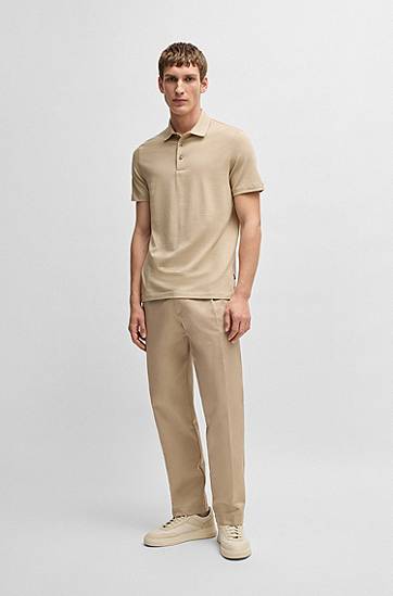 Polo skjorte BOSS Slim Fit Polo Shirt with Contrast Collar Beige | 50536853, 1