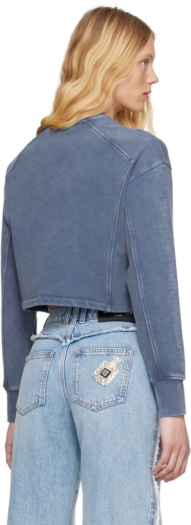 Sweater Balmain Balmain 'Couture' Cropped Embroidered Sweatshirt Blå | EF1JO076BC96, 2