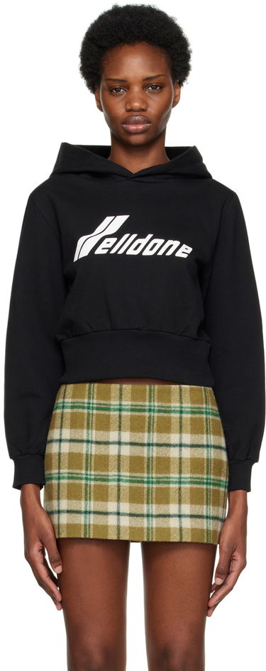 Sweatshirt We11done Lettering Cropped Hoodie Sort | WD-TH3-22-865-W-BK, 0