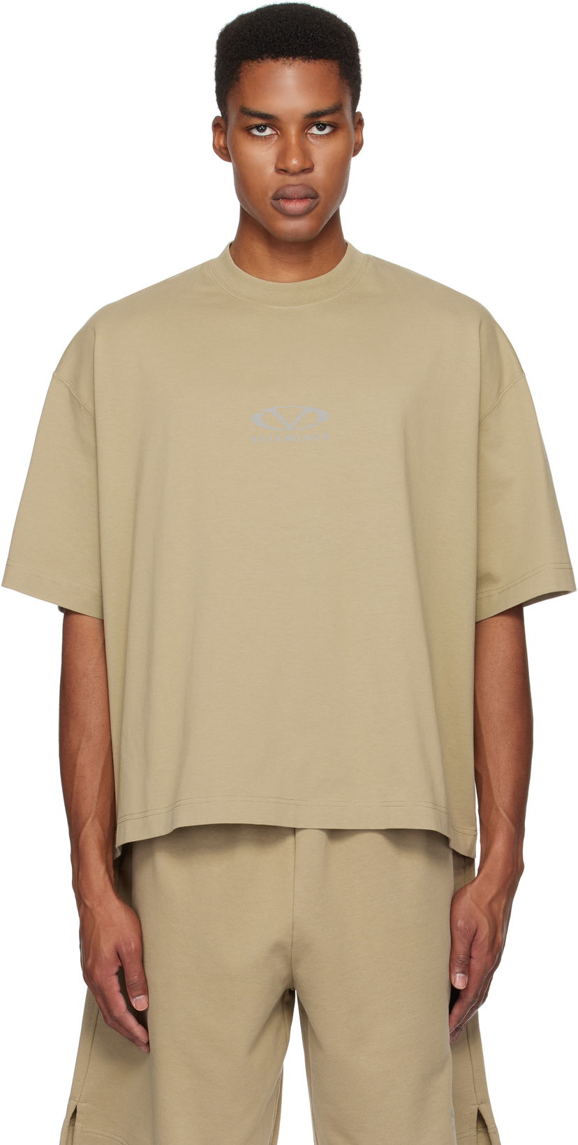 T-shirt VETEMENTS Oval Logo Cropped Boxy T-Shirt Beige | UA66TR600T
