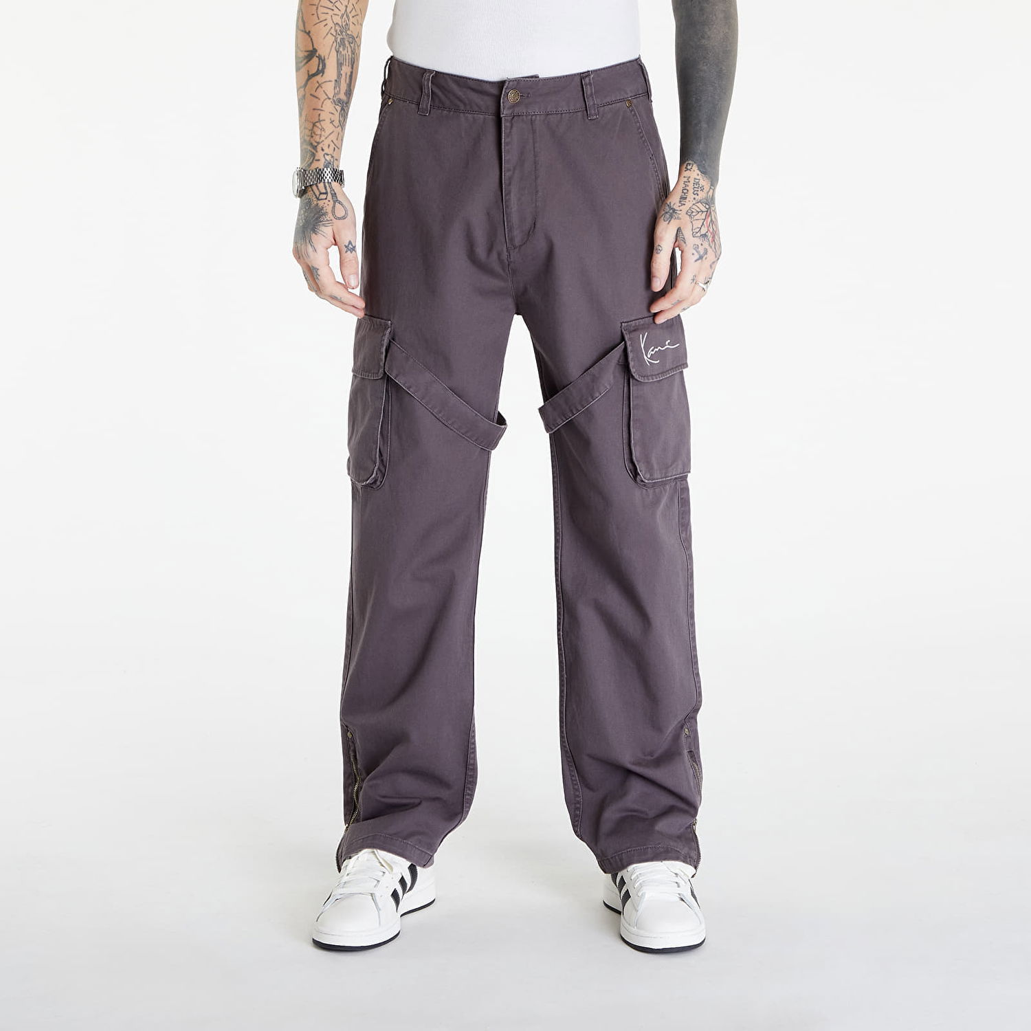 Cargo bukser Karl Kani Small Signature Washed Cargo Pants Gray Grå | KM241-019-2, 0