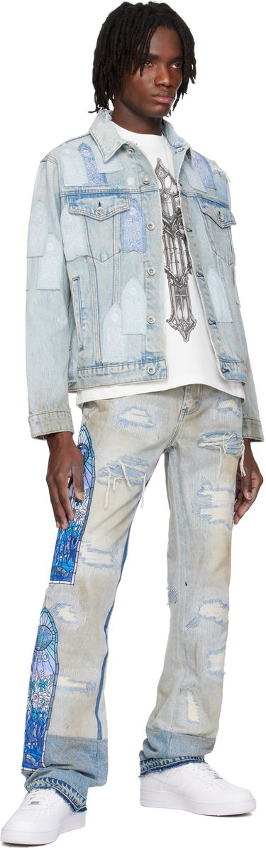 Jakke Who Decides War Who Decides War Patched Arch Denim Jacket Blå | 1131380008SS25, 3
