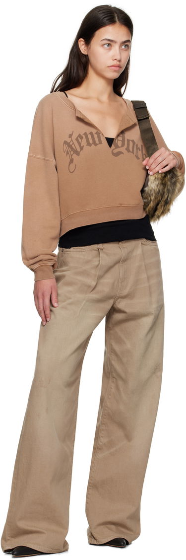 Sweatshirt R13 R13 'New York' Cropped Front Slit Sweatshirt Brun | R13WK251-001UU, 3