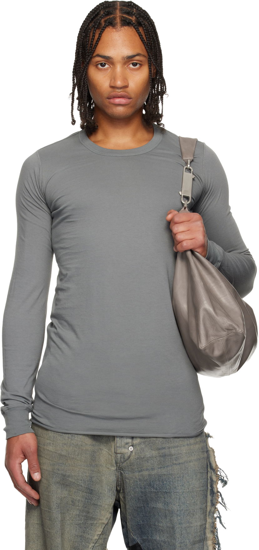 T-shirt Rick Owens Concordians Basic LS T-shirt Grå | RU02E1252 JA