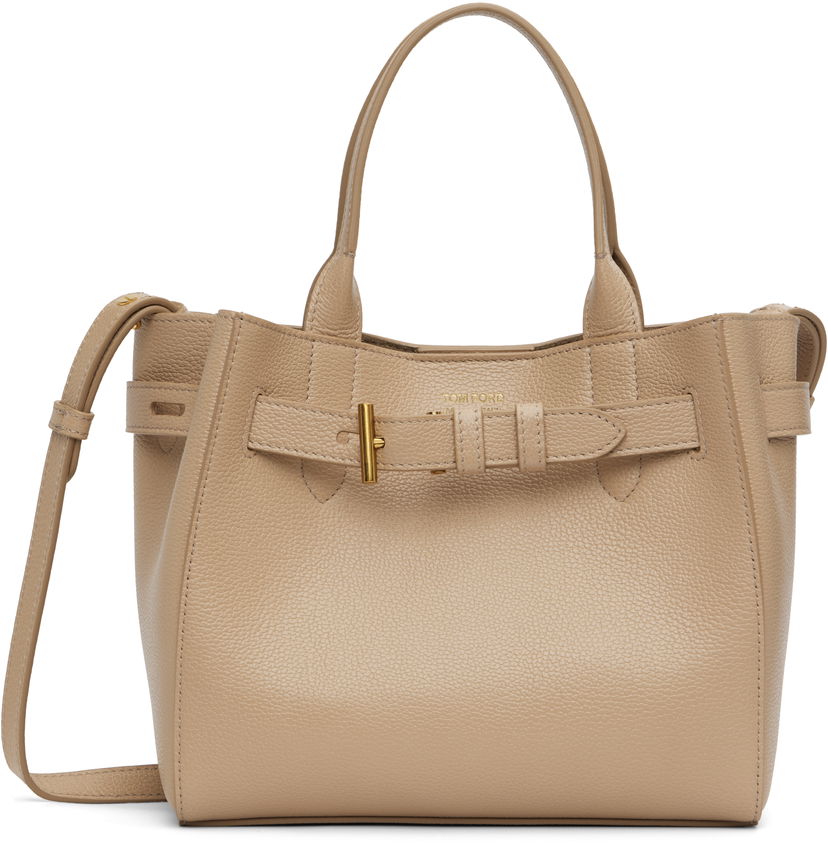 Håndtaske Tom Ford Tom Ford Audrey Small Grain Leather Bag Beige | L1885-LCL429X