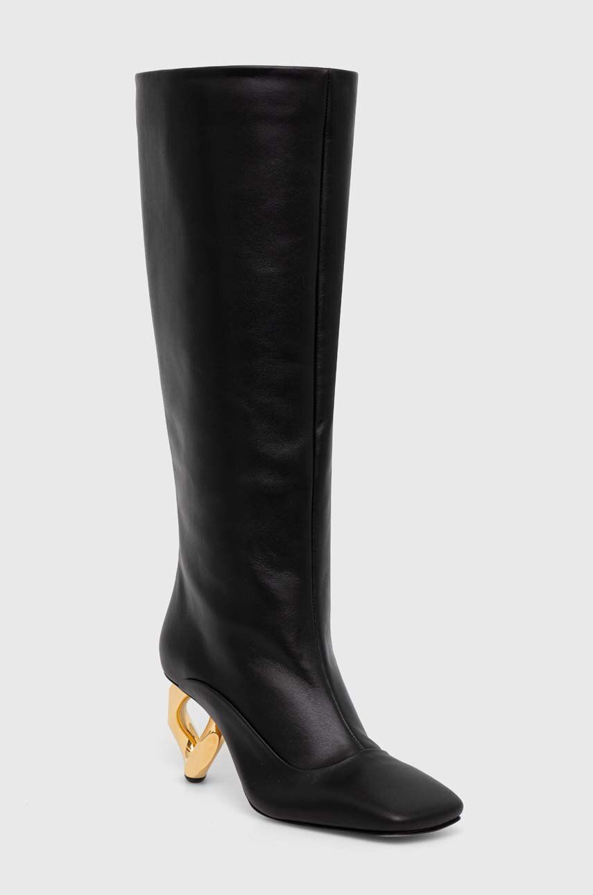 Sneakers og sko JW Anderson Chain Heel Knee High Boots Sort | ANW43020A.999, 0