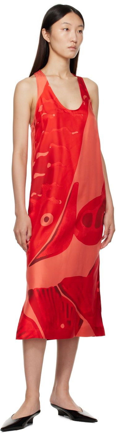Kjole FERRAGAMO Ferragamo Fish Print Silk Maxi Dress Rød | 783737, 3