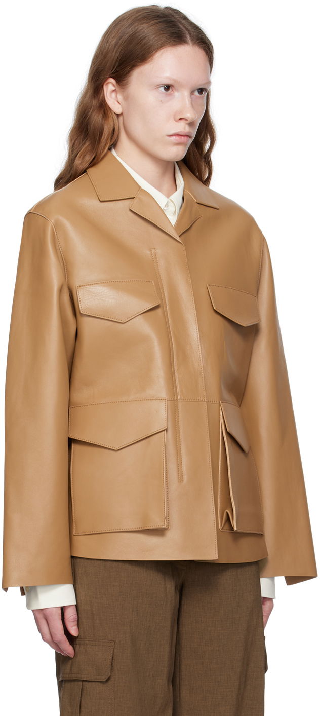 Jakke TOTEME Army Leather Jacket Beige | 233-108-737, 1