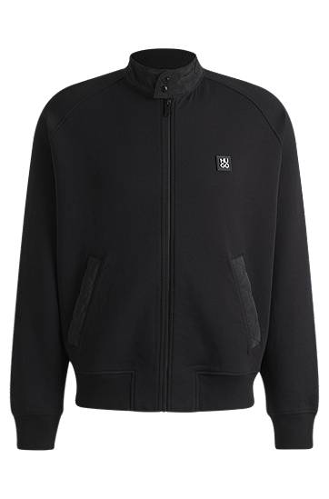 Bomberjakke BOSS Contrast-Trim Cotton-Blend Jacket Sort | 50536336