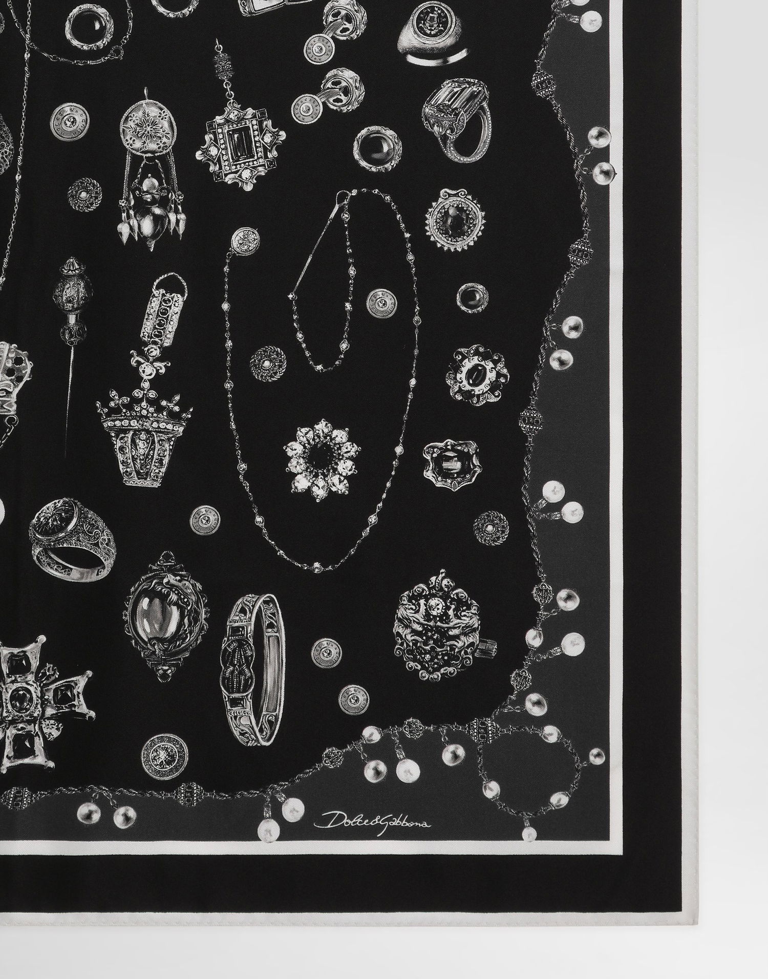 Tørklæde Dolce & Gabbana Dolce & Gabbana Medals-Print Silk Twill Square Scarf Sort | GQ348EG0WUSHN5QP, 1