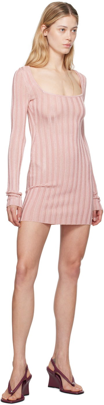 Kjole GUIZIO Guizio Slinky Rib Minidress Lyserød | P24409S023, 3