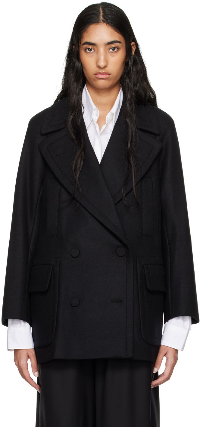 Frakker Dries Van Noten Black Wool Coat Sort | 242-010206-9223, 0
