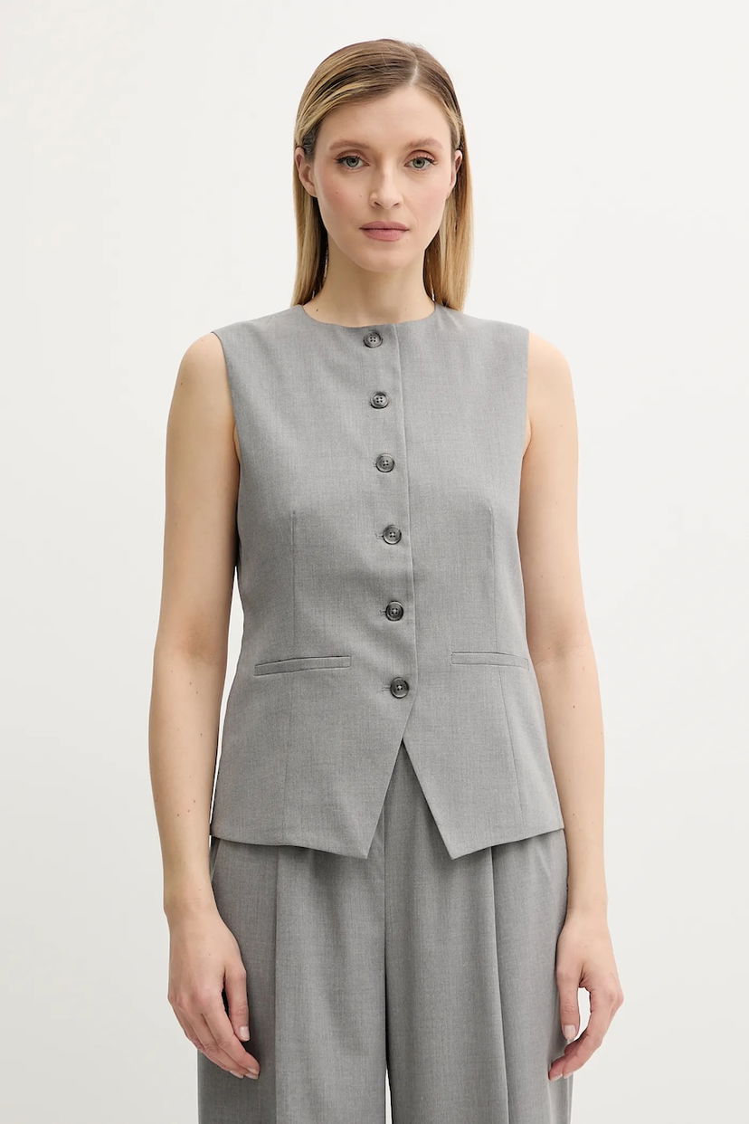 Vest Samsoe Samsoe SARUMA Single-breasted Sleeveless Vest Grå | F25200048