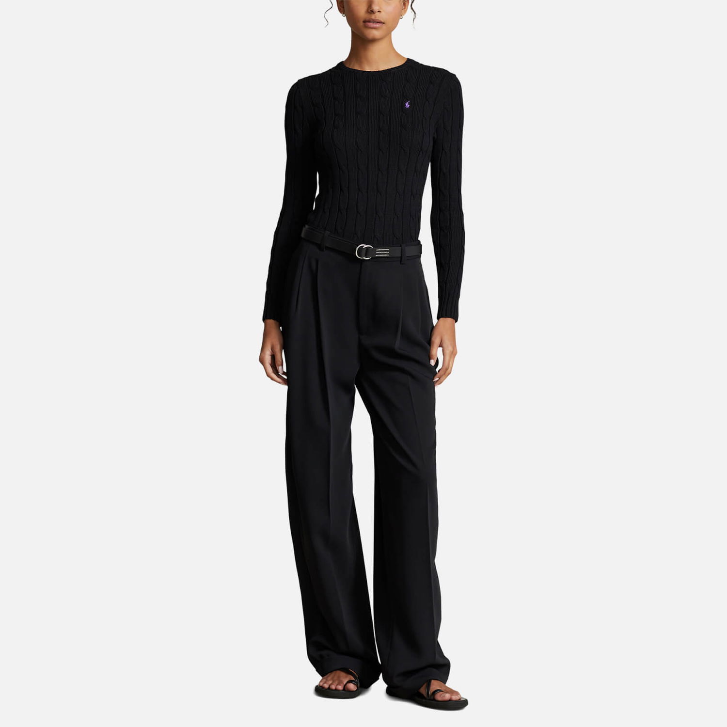 Tøj og tilbehør Polo by Ralph Lauren Polo Ralph Lauren Baumwoll-Rundhalspullover mit Zopfmuster - Black - L Sort | 211891640011, 0