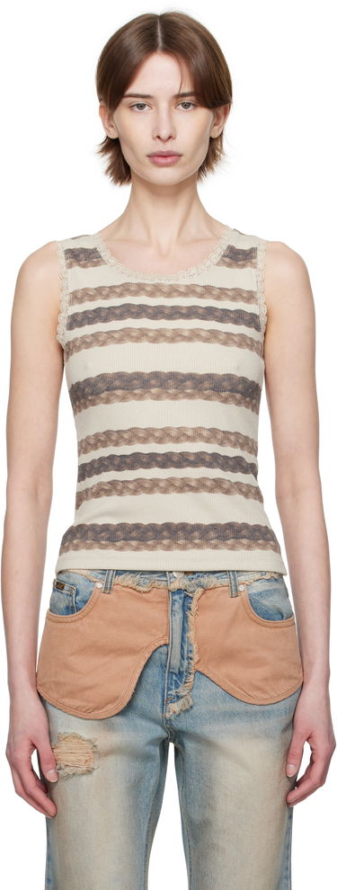 Tanktop Andersson Bell Andersson Bell Hair Braid Striped Tank Top Beige | atb1263w, 0