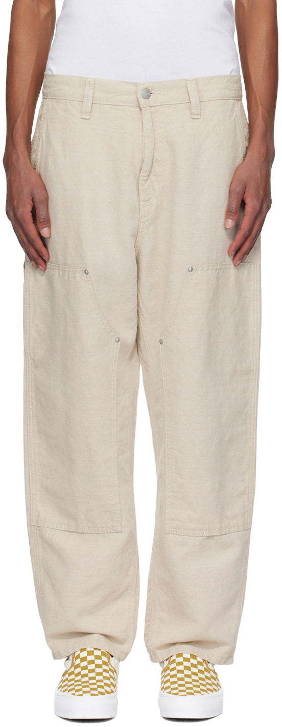 Cargo bukser Carhartt WIP Linen Double Knee Trousers Beige | I033580