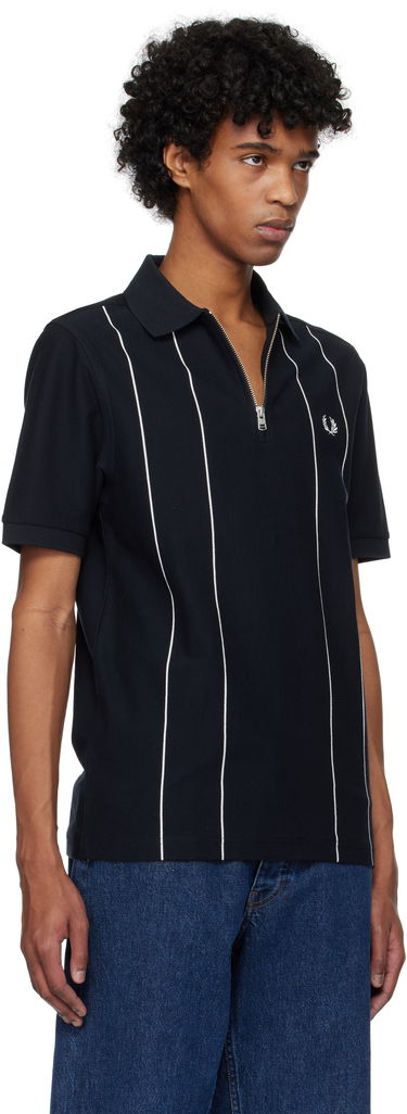 Polo skjorte Fred Perry Fred Perry Pinstripe Zip Neck Polo Mørkeblå | M9871, 1