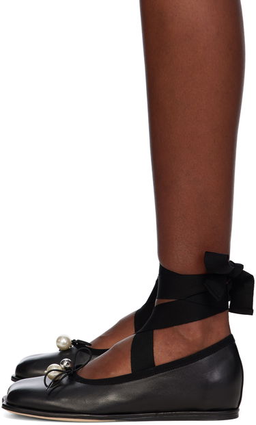 Tøj Simone Rocha Simone Rocha Heart Toe Ribbon Bow Ballerinas Sort | RMP17B 0755, 2