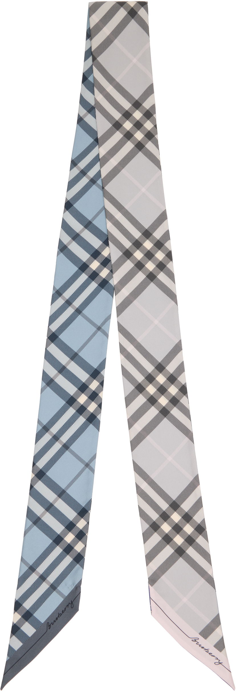 Tørklæde Burberry Burberry Skinny Contrast Check Silk Scarf Blå | 8110365