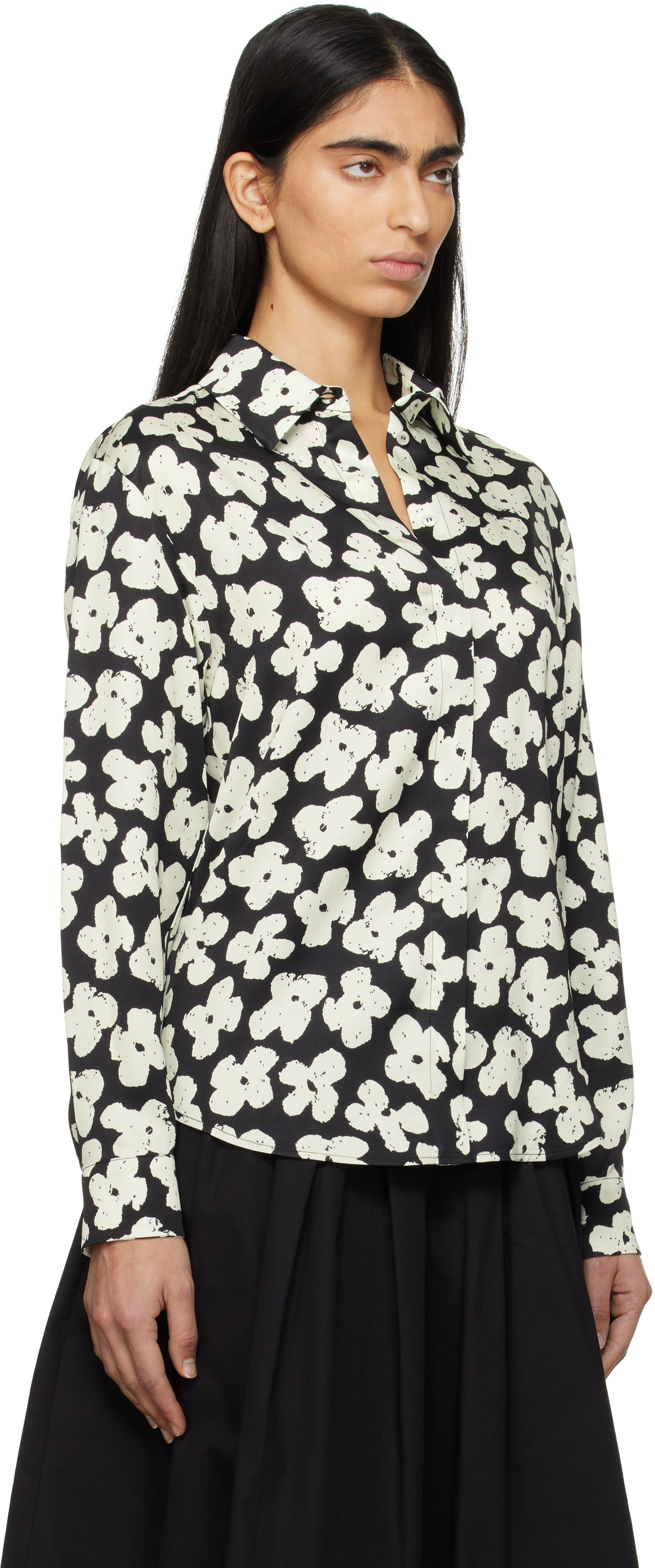 Skjorte MSGM MSGM Floral Print Shirt Sort | 3841MDE24 257151, 1