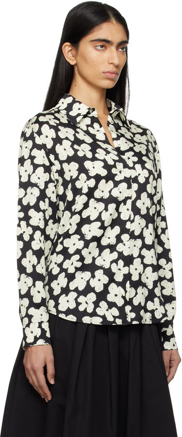 Skjorte MSGM MSGM Floral Print Shirt Sort | 3841MDE24 257151, 1
