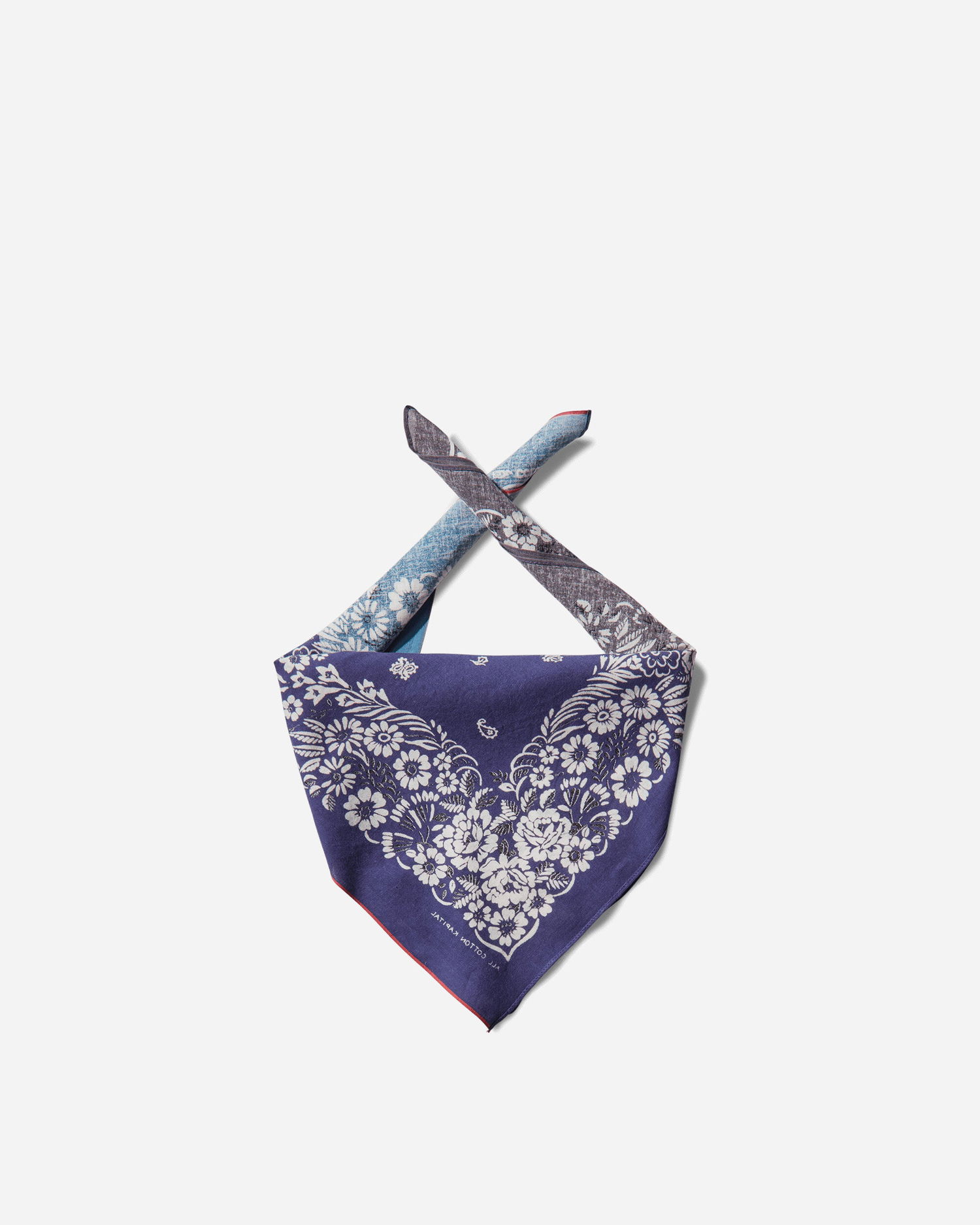 Tørklæde KAPITAL Selvedge Bandana with Garden Patchwork Print Lilla | EK-1633BA PURPLE, 1