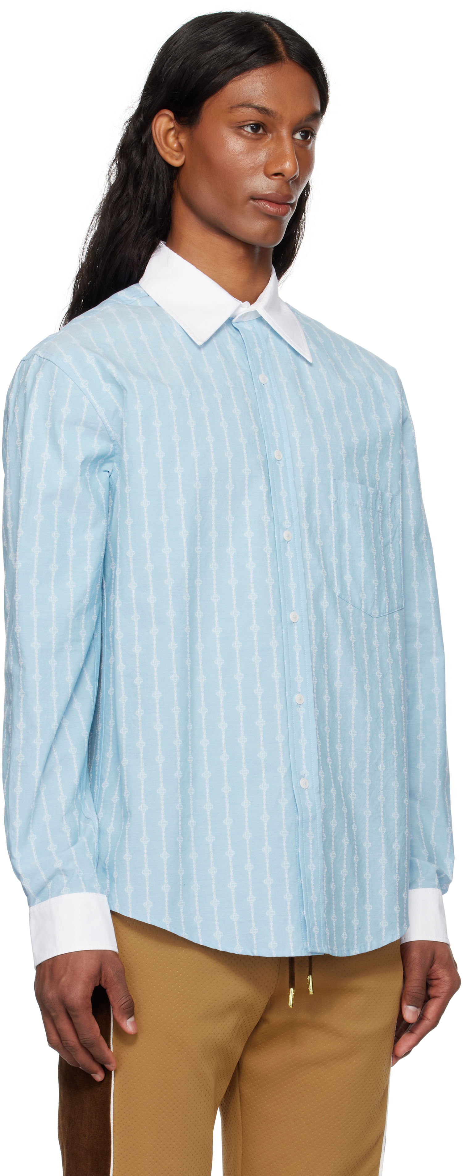 Skjorte Casablanca Casablanca Laurel Stripe Jacquard Shirt Blå | MS25-SH-175-01, 1