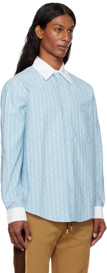 Skjorte Casablanca Casablanca Laurel Stripe Jacquard Shirt Blå | MS25-SH-175-01, 1