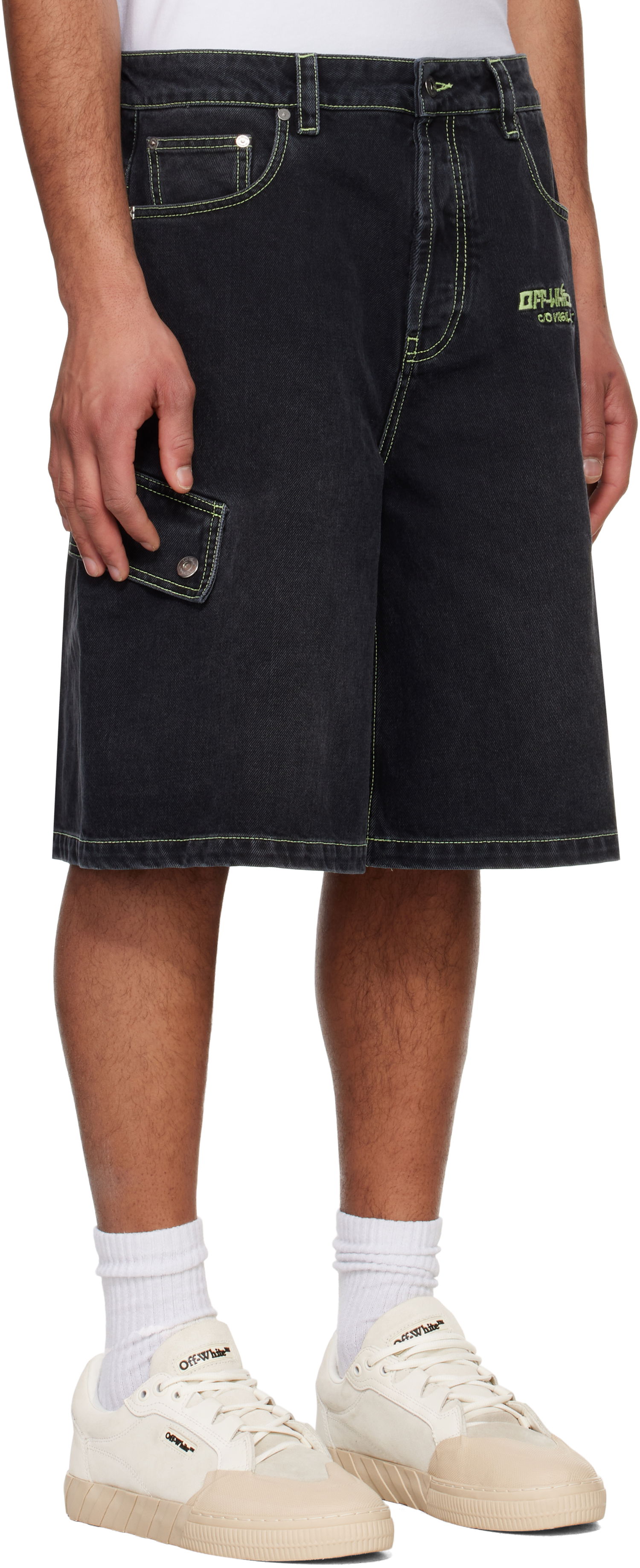 Shorts Off-White Off-White Safari Cargo Denim Shorts Sort | OMYC024S25DEN0021350, 1