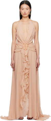 Blumarine Georgette Maxi Dress with Ruffle Detail