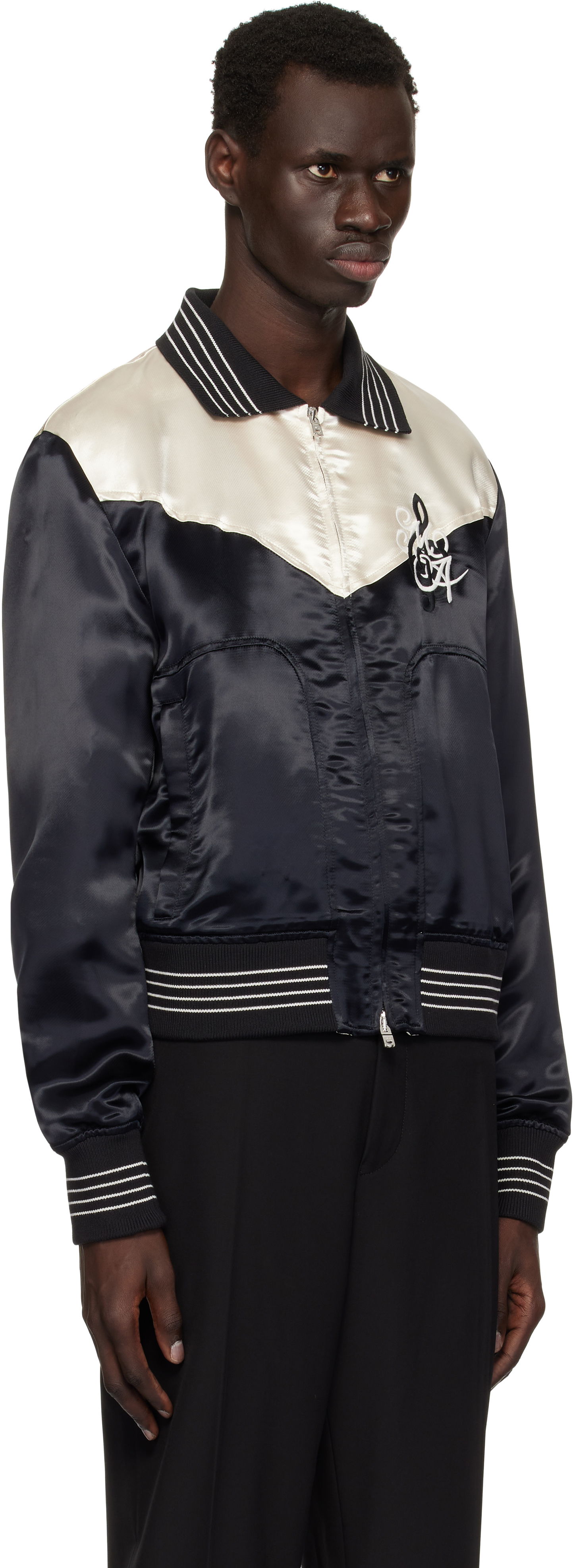 Bomberjakke AMIRI AMIRI 'MA' Music Note Satin Jacket Sort | AMOUBN1074, 1