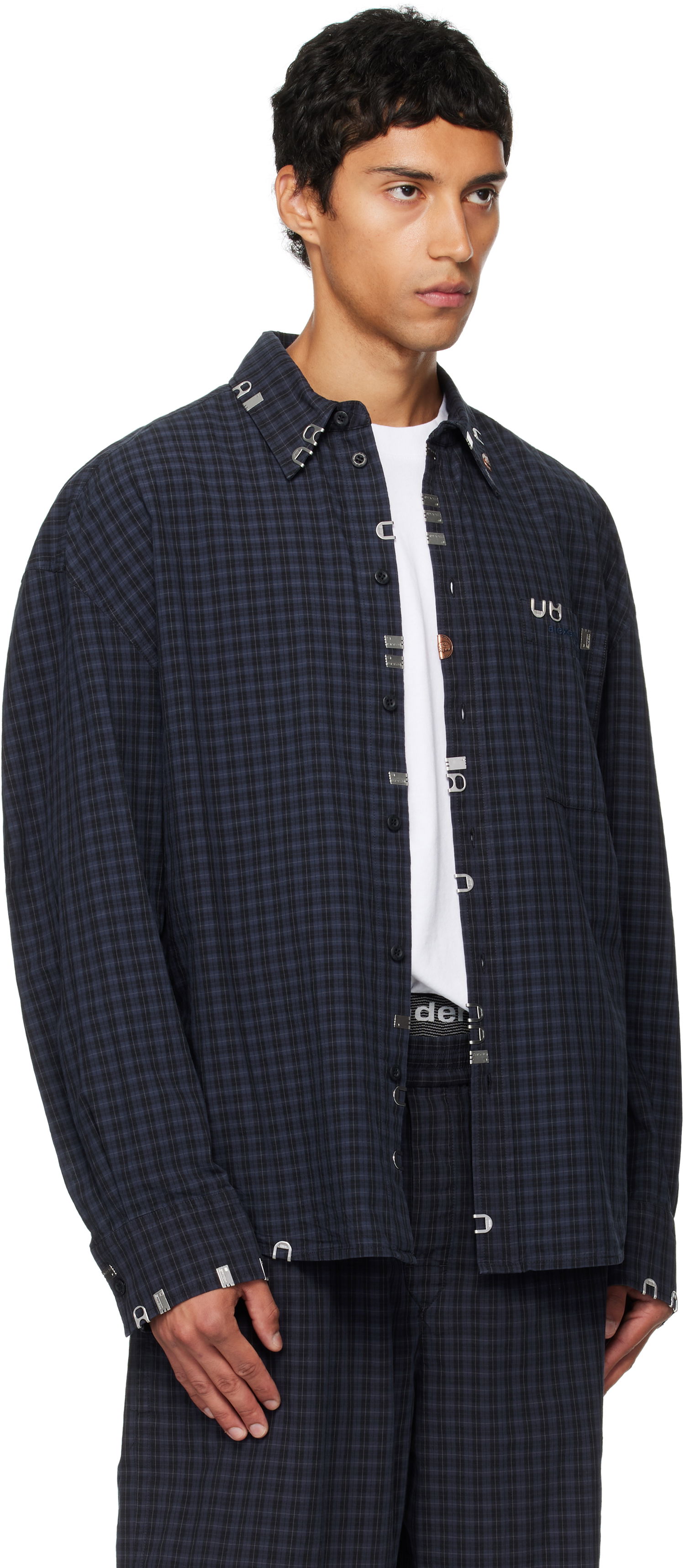 Skjorte Alexander Wang Alexander Wang Boxy Check Shirt Mørkeblå | 6WC3251093, 1