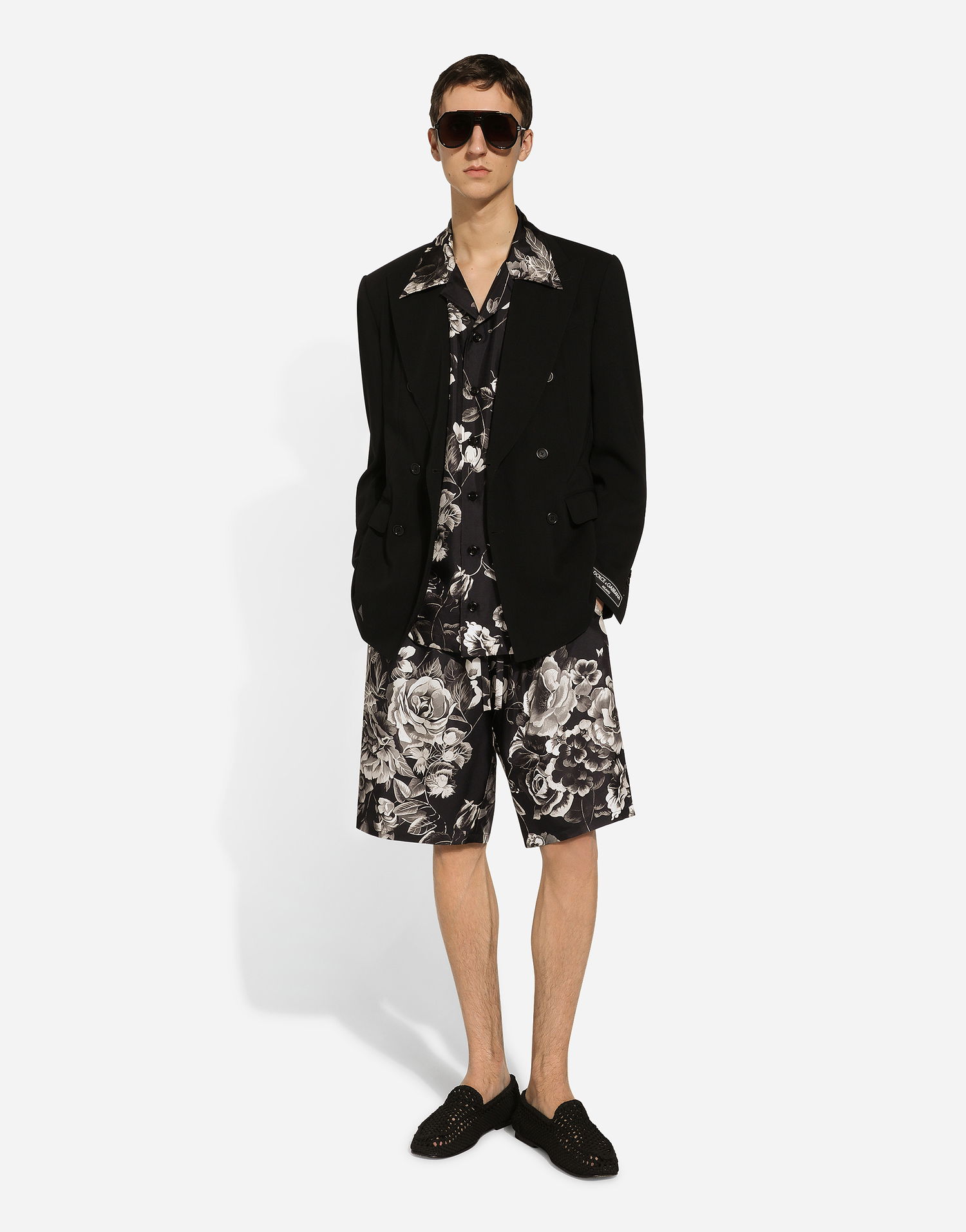 Shorts Dolce & Gabbana Floral-Print Silk Shorts Sort | GV37ATIS1VSHN5DY, 1