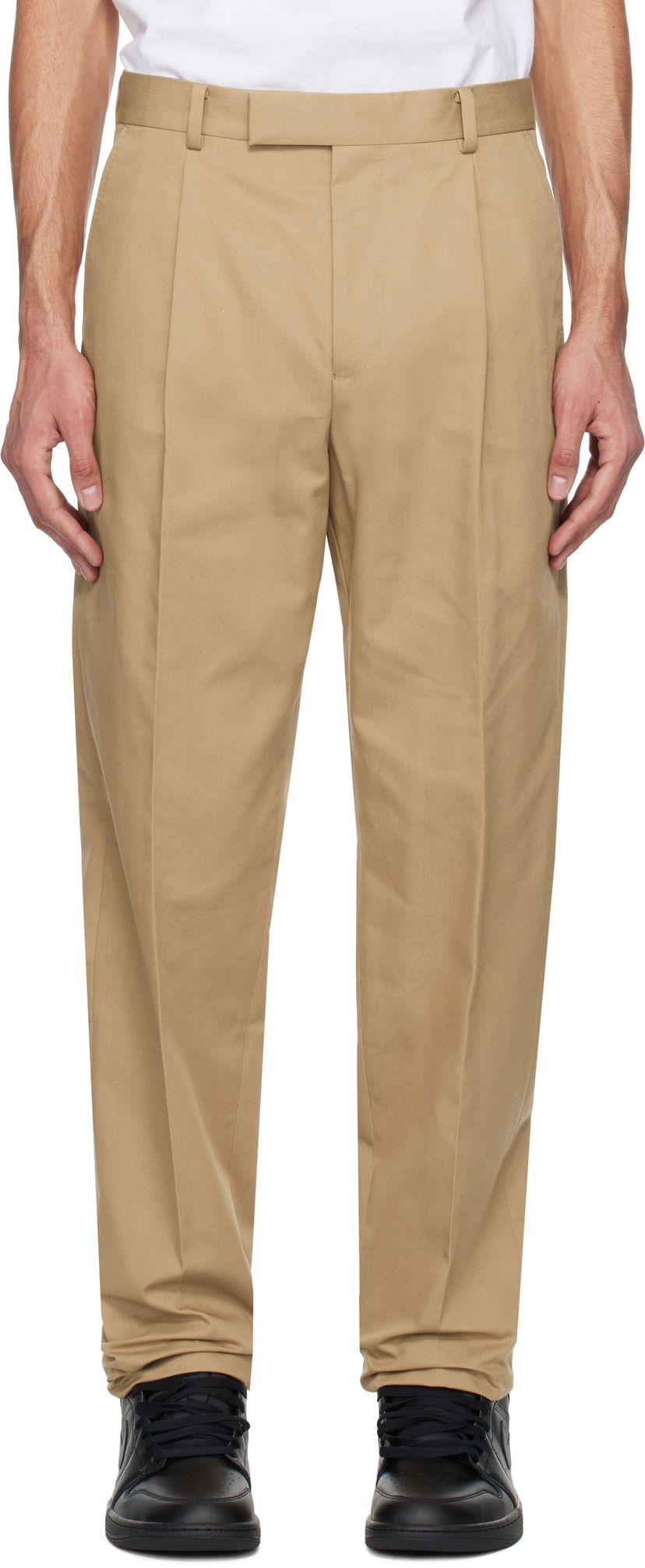 Bukser WACKO MARIA WACKO MARIA Pleated Trousers Beige | 25SSE-WMP-TR01