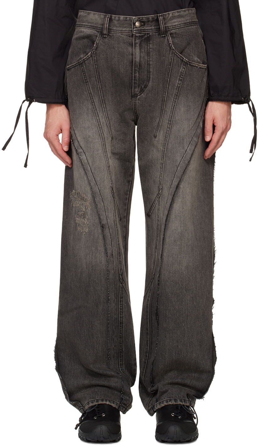Jeans Andersson Bell Black Panel Carpenter Wide-Leg Jeans Grå | apa743m, 0