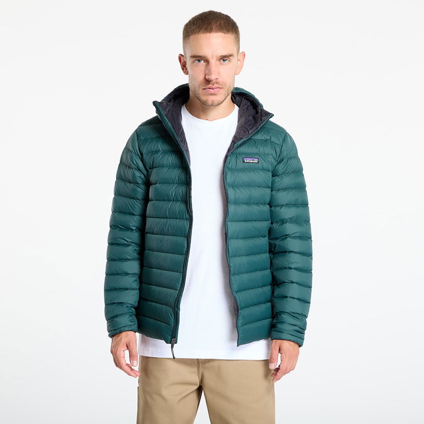 Puffer jakke Patagonia Down Sweater Hoody Grøn | 84702 CASG