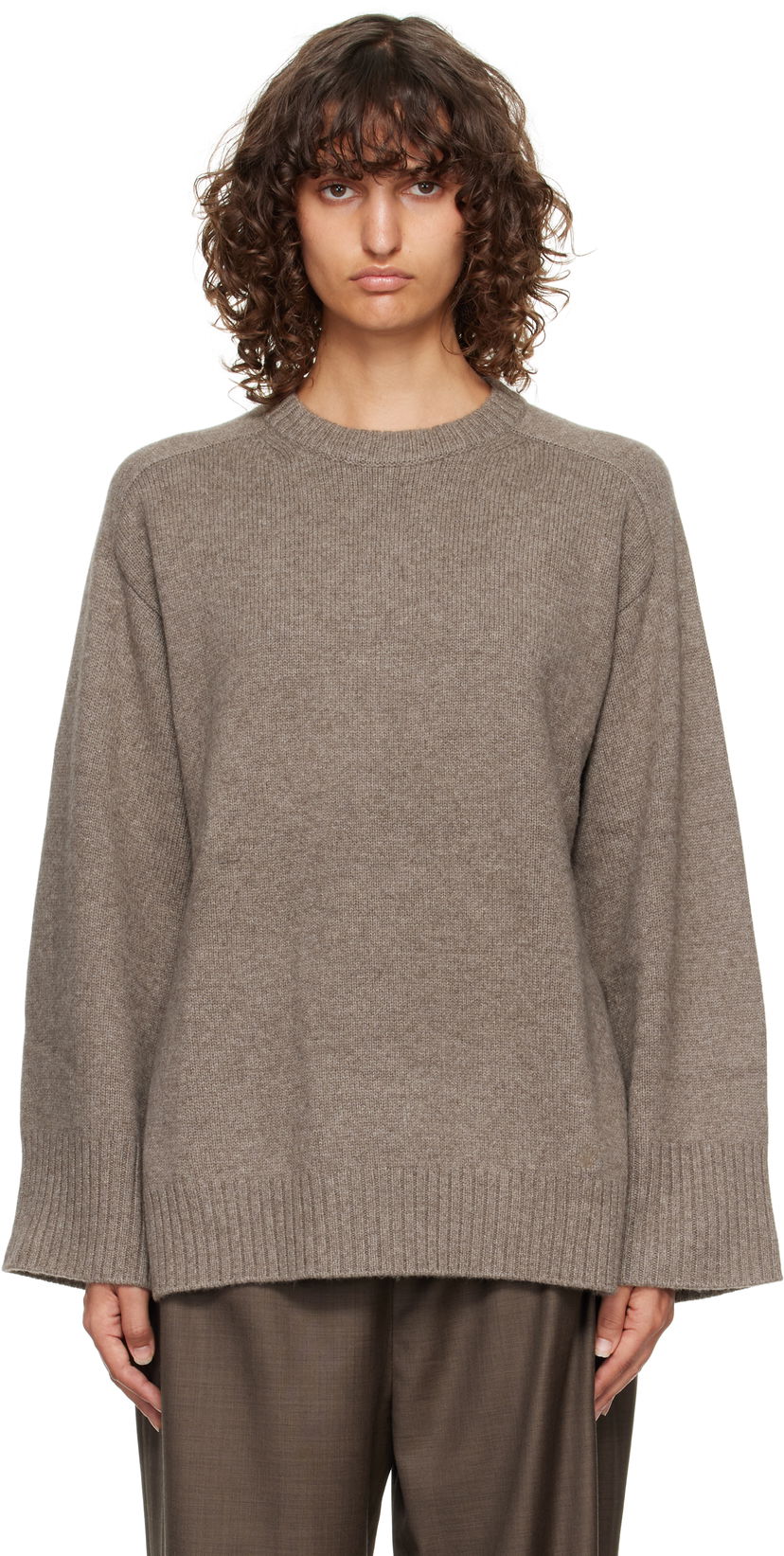 Sweater Loulou de Saison Loulou de Saison Safi Cashmere Blend Sweater Brun | SAFI LDS