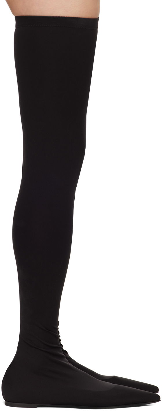 Sneakers og sko Dolce & Gabbana Stretch Jersey Thigh-High Flats Sort | CU1115 AV590