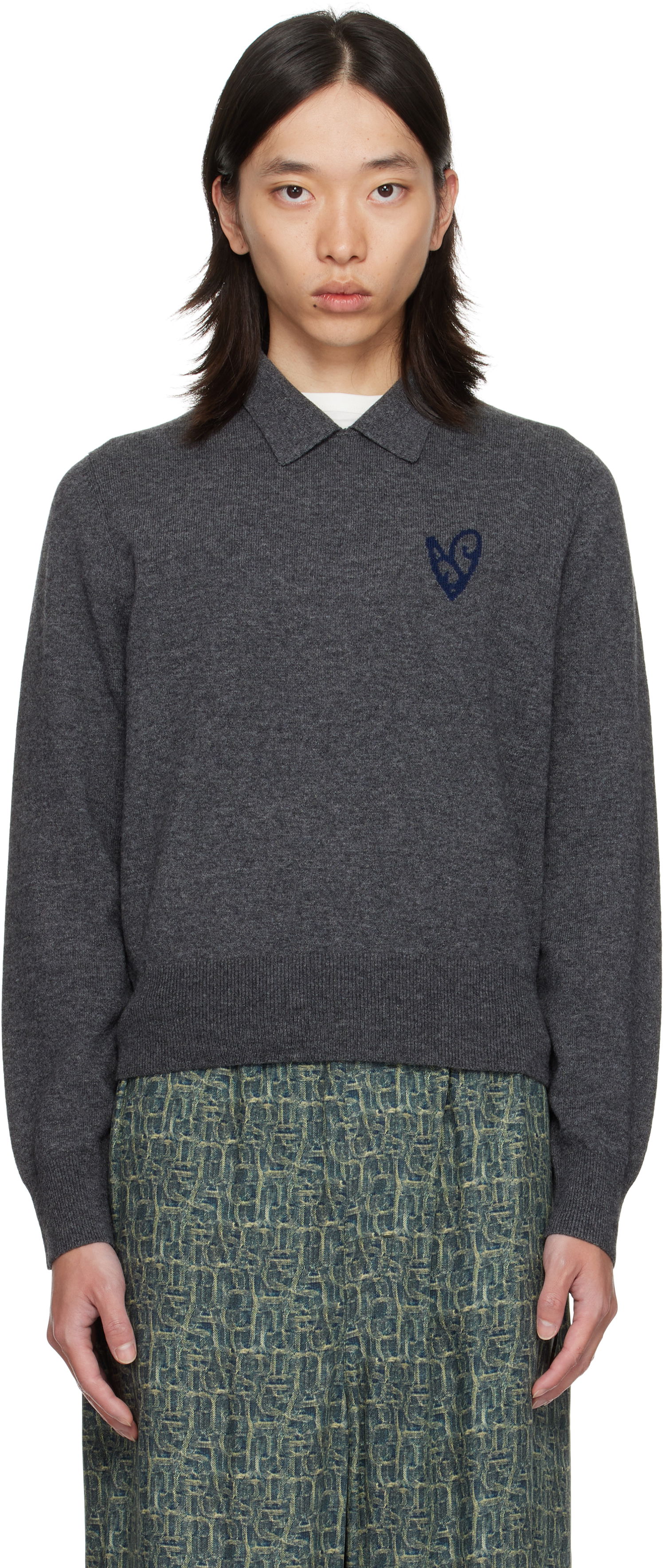 Sweater Acne Studios Acne Studios Yak Wool Polo Sweater Grå | B60380-, 0