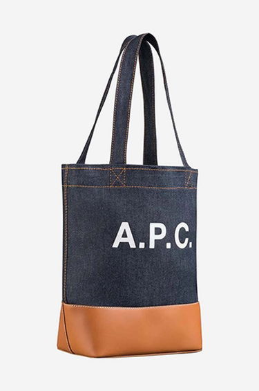 Rygsække og tasker A.P.C. Navy & Tan Small Axel Tote Sort | CODDP-M61568, 3