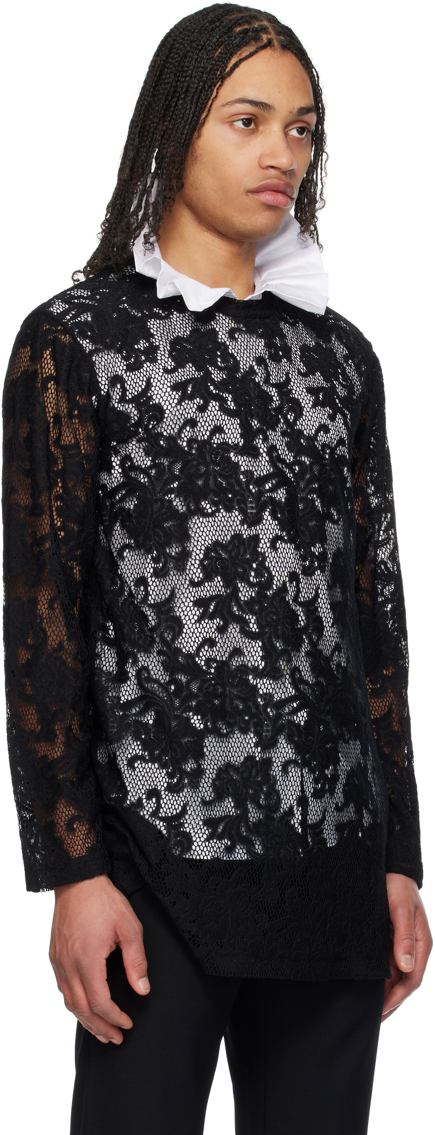 Skjorte Comme des Garçons Comme des Garçons Homme Plus Raschel Lace T-Shirt Sort | PO-T036-051, 1