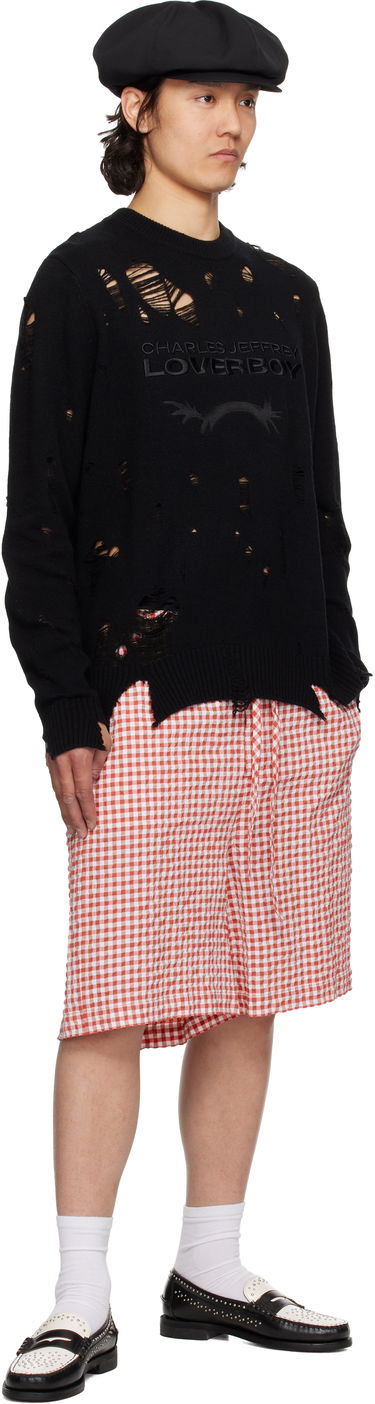 Sweater Charles Jeffrey Loverboy Charles Jeffrey LOVERBOY Distressed Logo Knit Sweater Sort | 54090401, 3