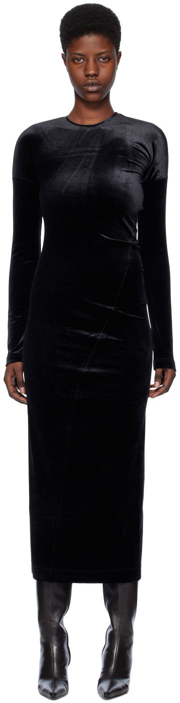 Kjole TOTEME Twisted Velvet Midi Dress Sort | 234-WRD824-FB0078, 0