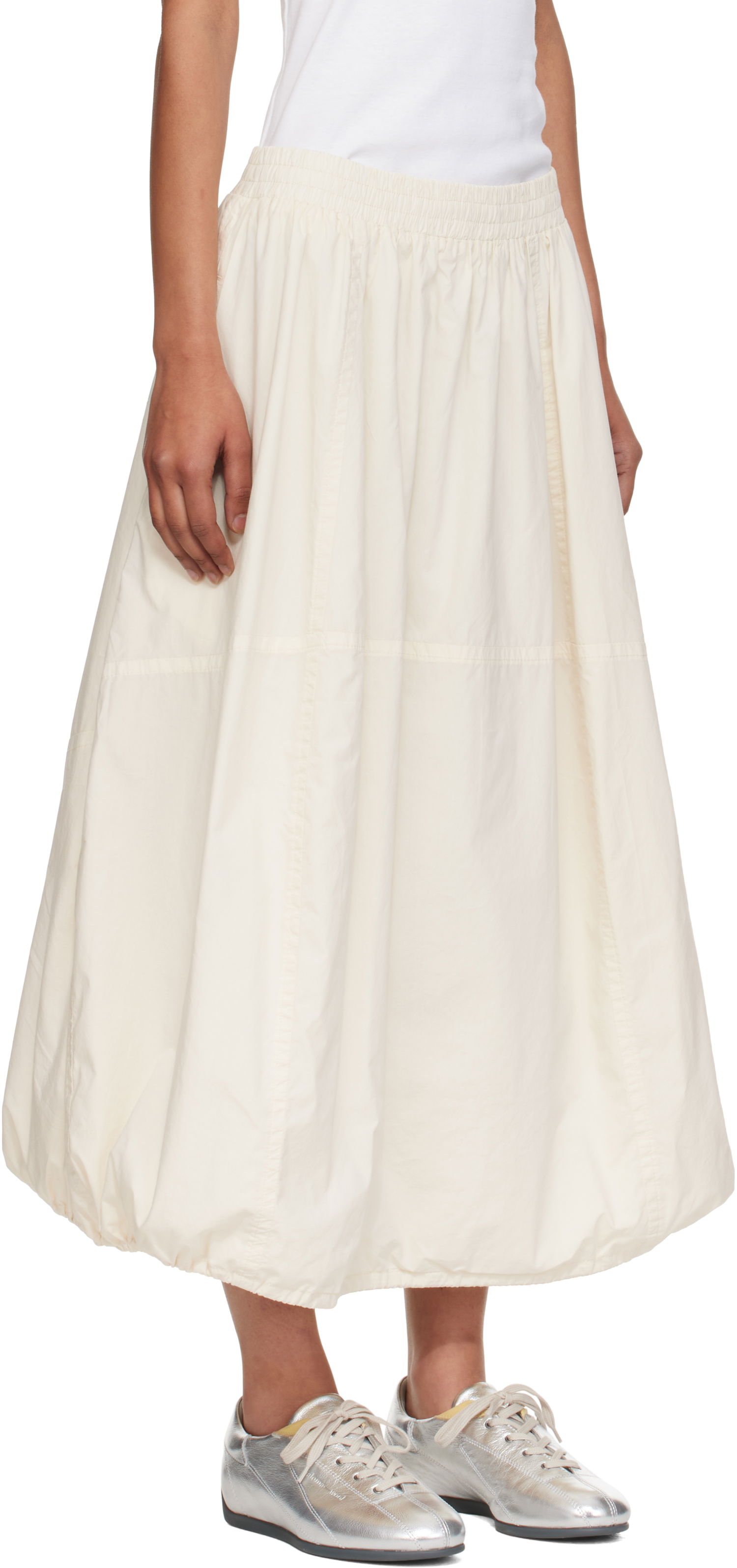 Nederdel YMC YMC Parachute Midi Skirt Hvid | Q3YMB, 1
