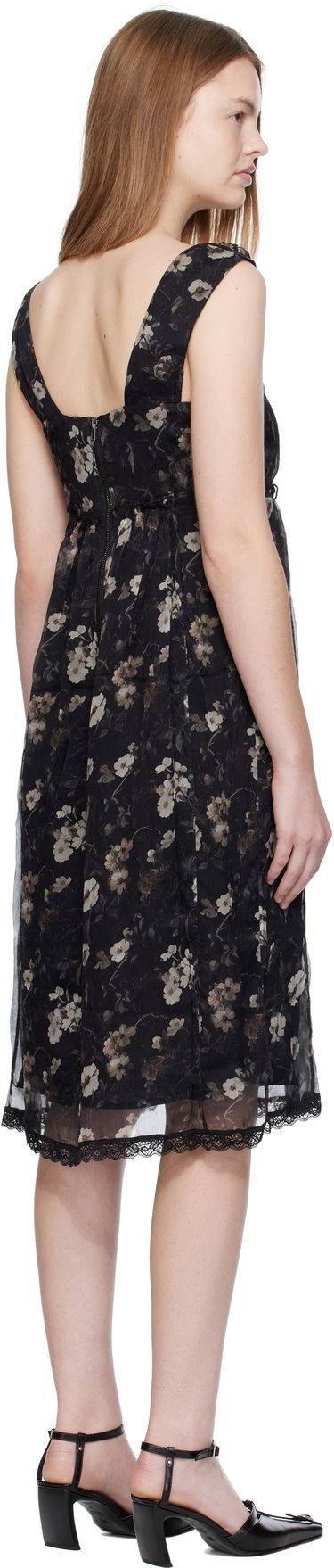 Kjole R13 R13 Sleeveless V-Neck Floral Midi Dress Sort | R13WR476-R589A, 2